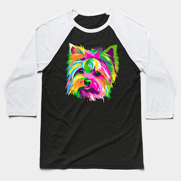 Yorkshire Terrier Pop Art - Dog Lover Gifts Baseball T-Shirt by PawPopArt